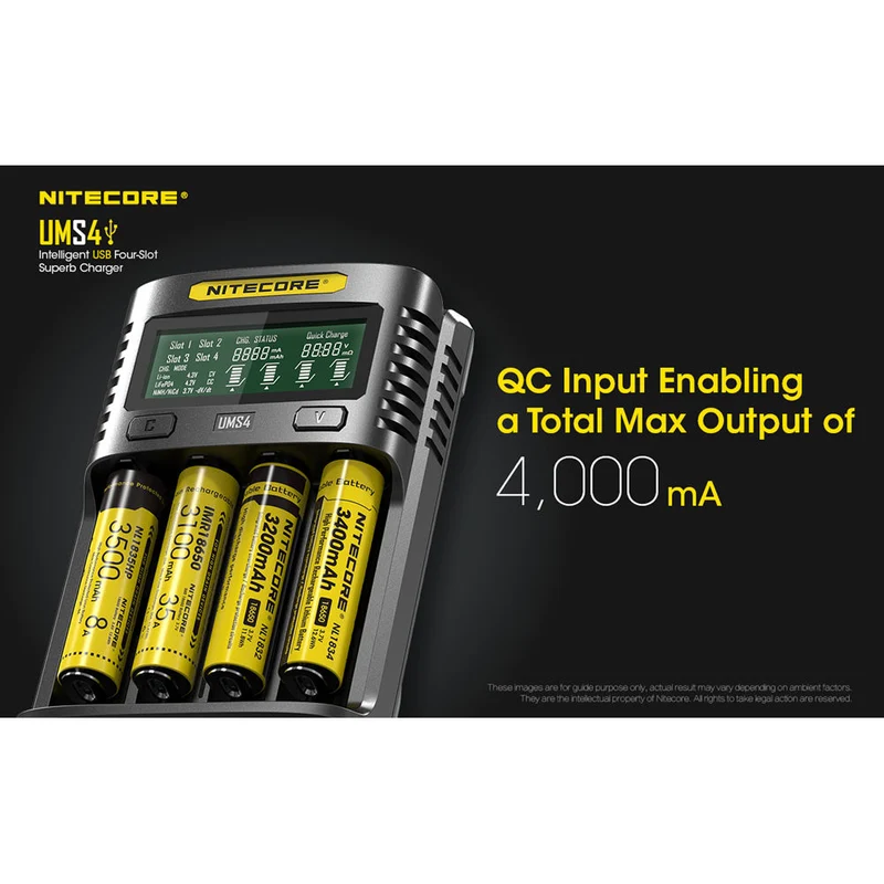 Cargador Nitecore UMS4 Intelligent USB Four-Slot Superb