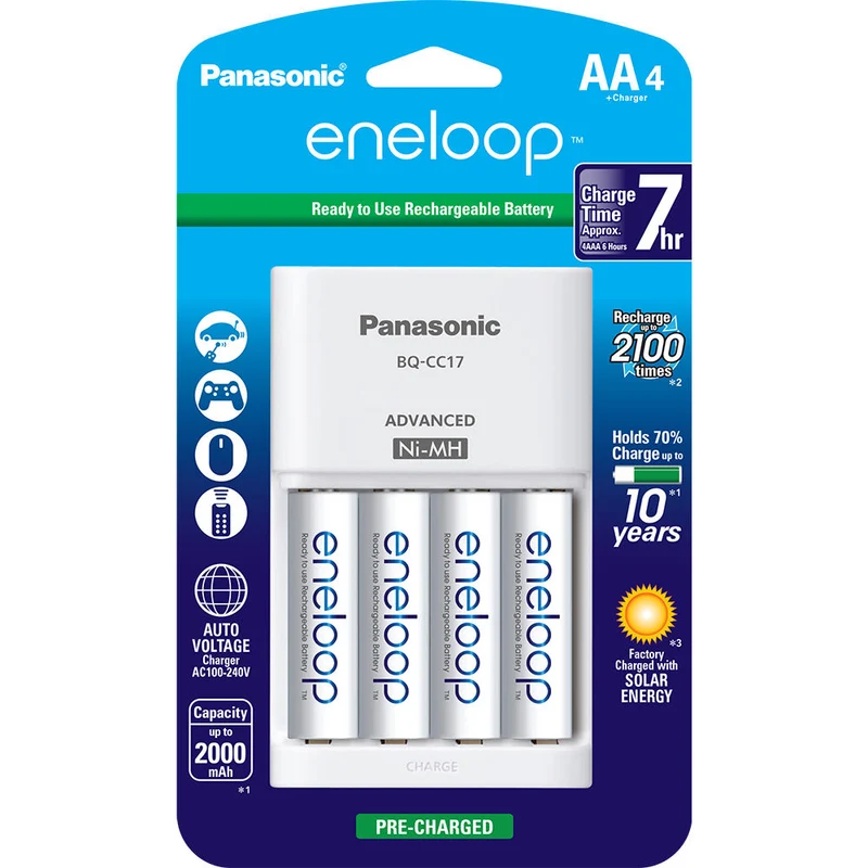 Cargador Panasonic eneloop recargables AA Ni-MH con