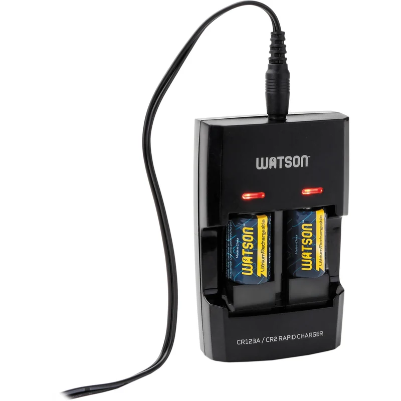 Cargador Watson Dual rápido para 3V CR123A y CR2 Lithium con 2 CR2