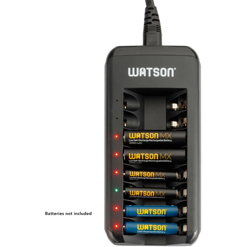 Cargador Watson 8 bahías para AA, AAA, y NiMH