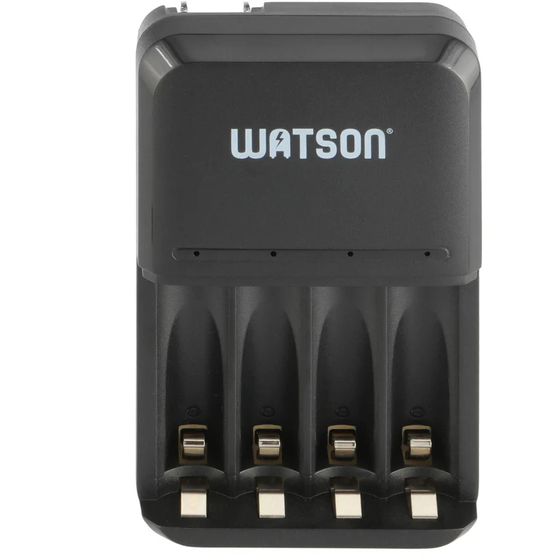 Cargador Watson 4 bahías para AA/AAA con 4-Pack AA NiMH recargables