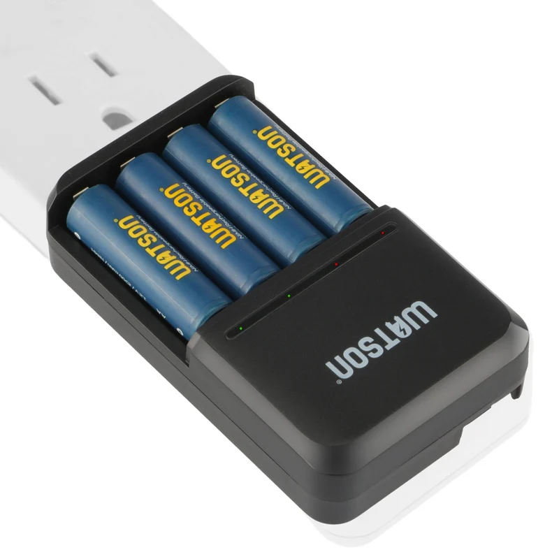 Cargador Watson 4 bahías para AA/AAA con 4-Pack AA NiMH recargables