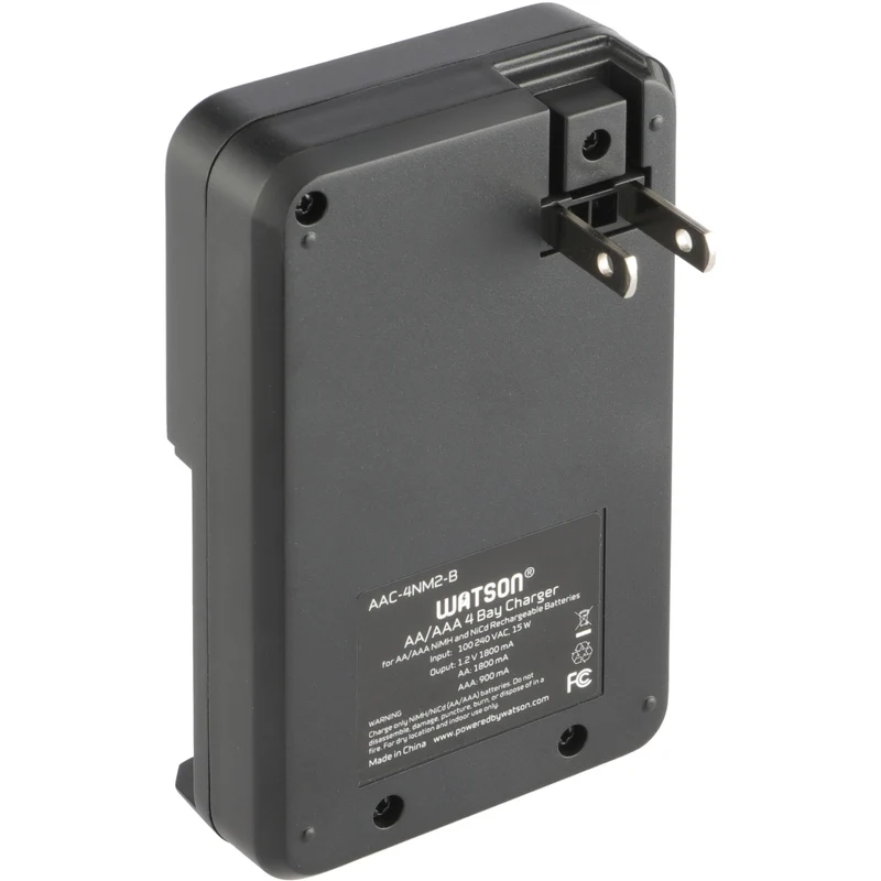 Cargador Watson 4 bahías para AA/AAA con 4-Pack AA NiMH recargables