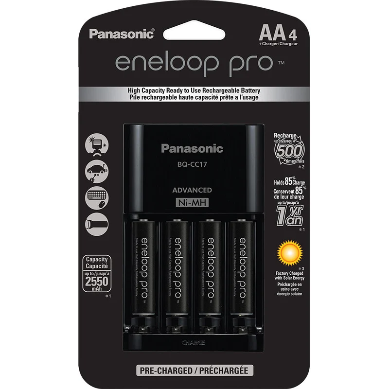 Cargador Panasonic eneloop Pro recargables AA Ni-MH con (2550mAh, 4-Pack)