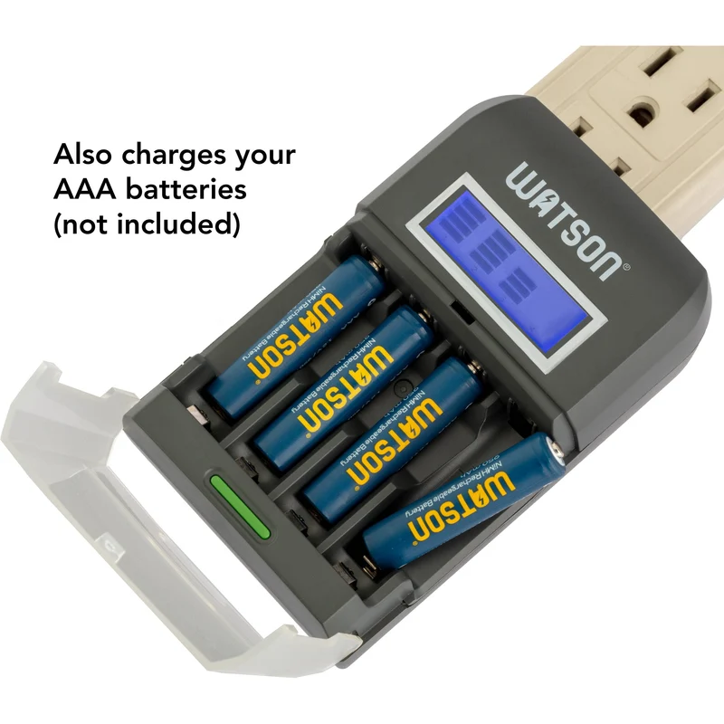 Cargador Watson 4 bahías rápido con LCD y 4 AA NiMH (2500mAh)
