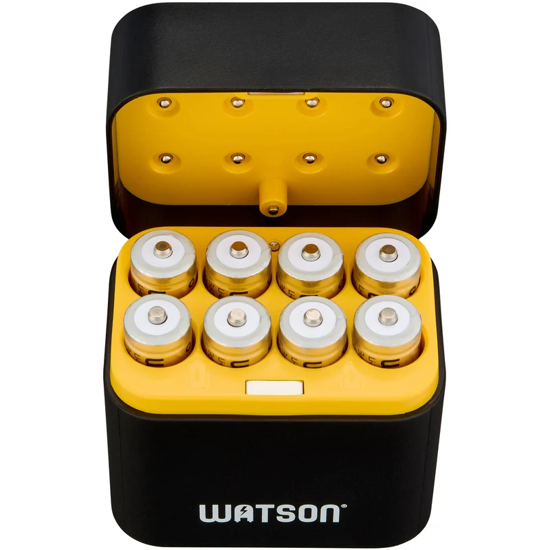 Cargador Watson recargables AA Lithium-Ion con 8 bahías (8-Pack, 3600mWh)
