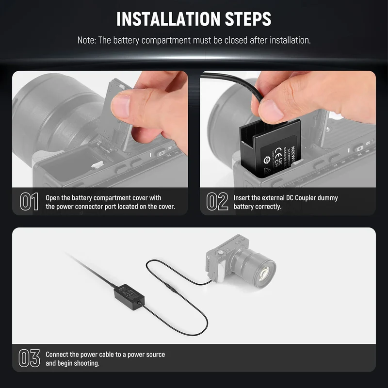 Adaptador de Corriente Neewer DMW-BLC12 Dummy Coupler y Kit