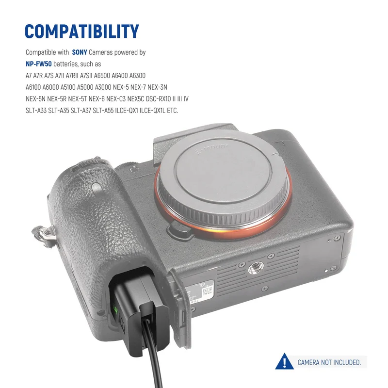 Adaptador de Corriente Neewer Sony NP-FW50 Dummy AC Kit