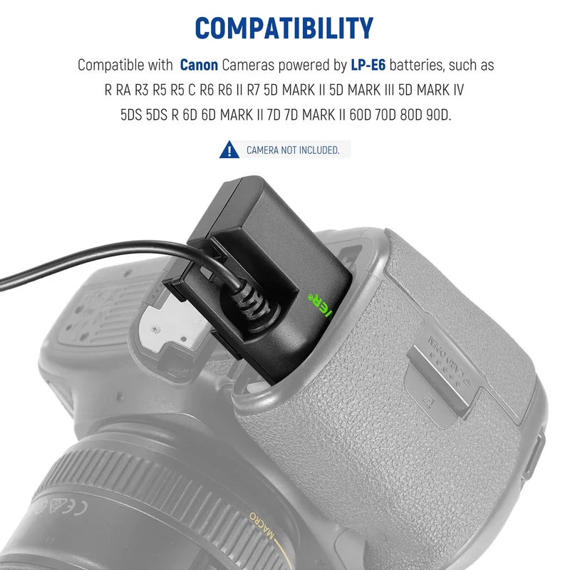 Adaptador de Corriente Neewer LP-E6 Dummy y Kit