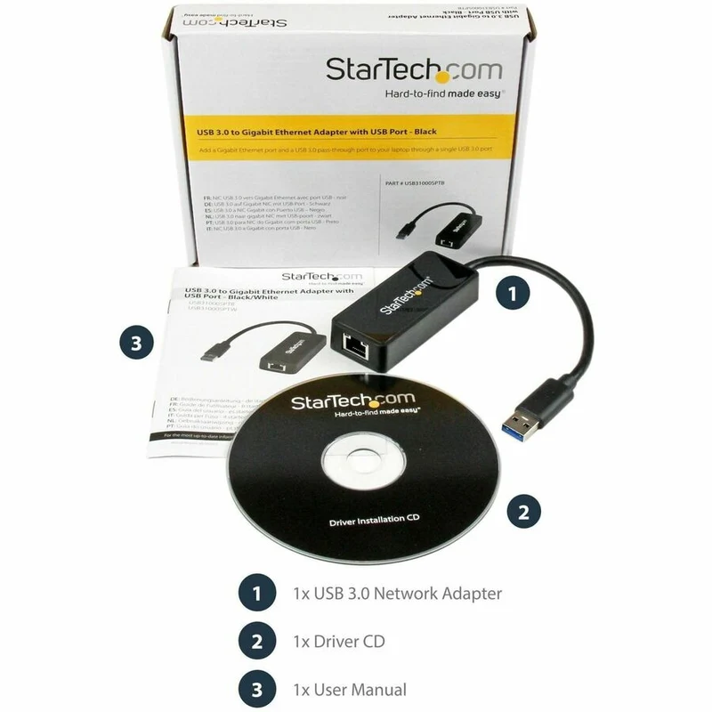 Adaptador WiFi Red StarTech.com StarTech USB 3.0 to Gigabit Ethernet NIC Network Adapter w/USB Port