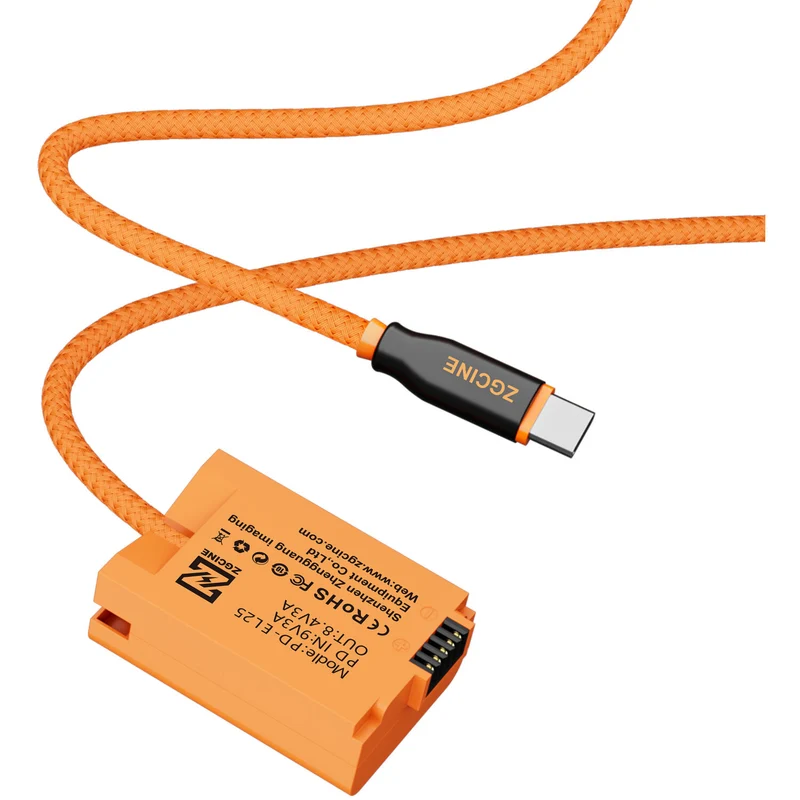 Adaptador de Corriente ZGCINE USB-C to EN-EL25 Braided Dummy Cable