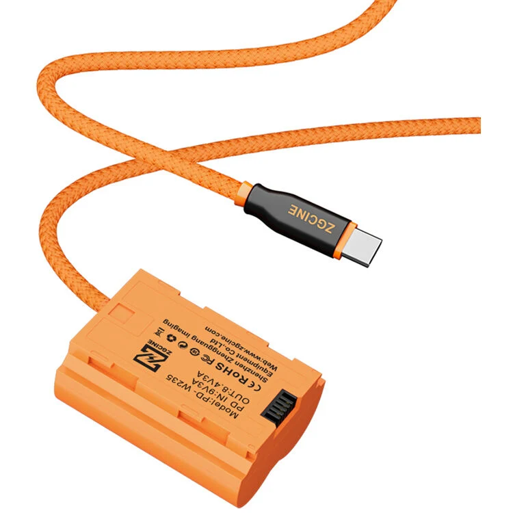 Adaptador de Corriente ZGCINE USB-C to NP-W235 Braided Dummy Cable (23.6")