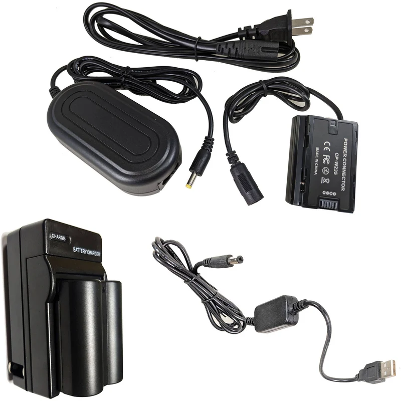 Adaptador de Corriente Bescor NPW235 ,, Coupler, & 5V USB Adapter Kit para FUJIFILM X-T4 Digital Camera