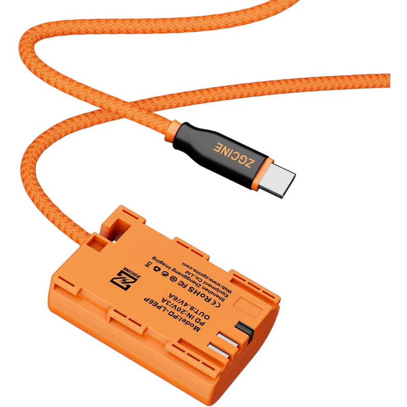 Adaptador de Corriente ZGCINE PD-LPE6P USB-C to LP-E6P Braided Dummy Cable (23.6")