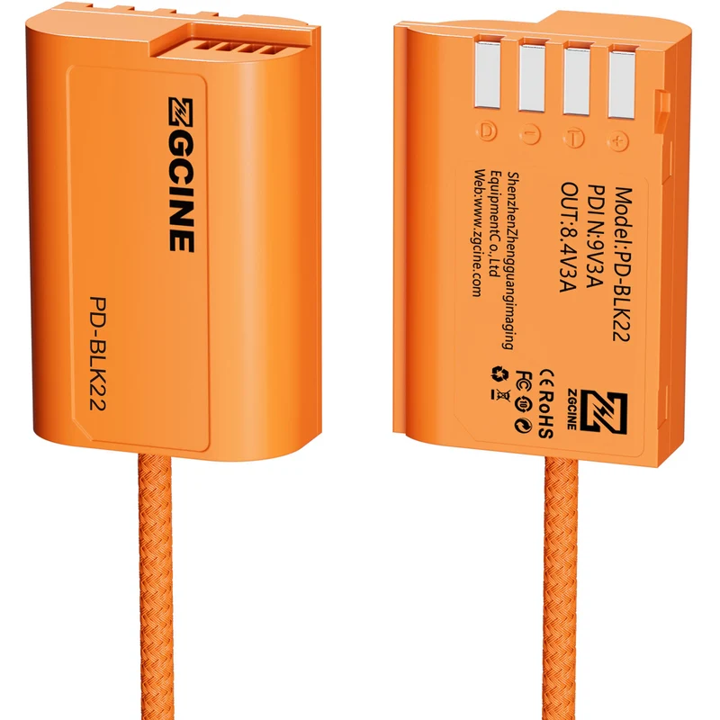 Adaptador de Corriente ZGCINE PD-BLK22 USB-C to DMW-BLK22 Braided Dummy Cable (23.6")