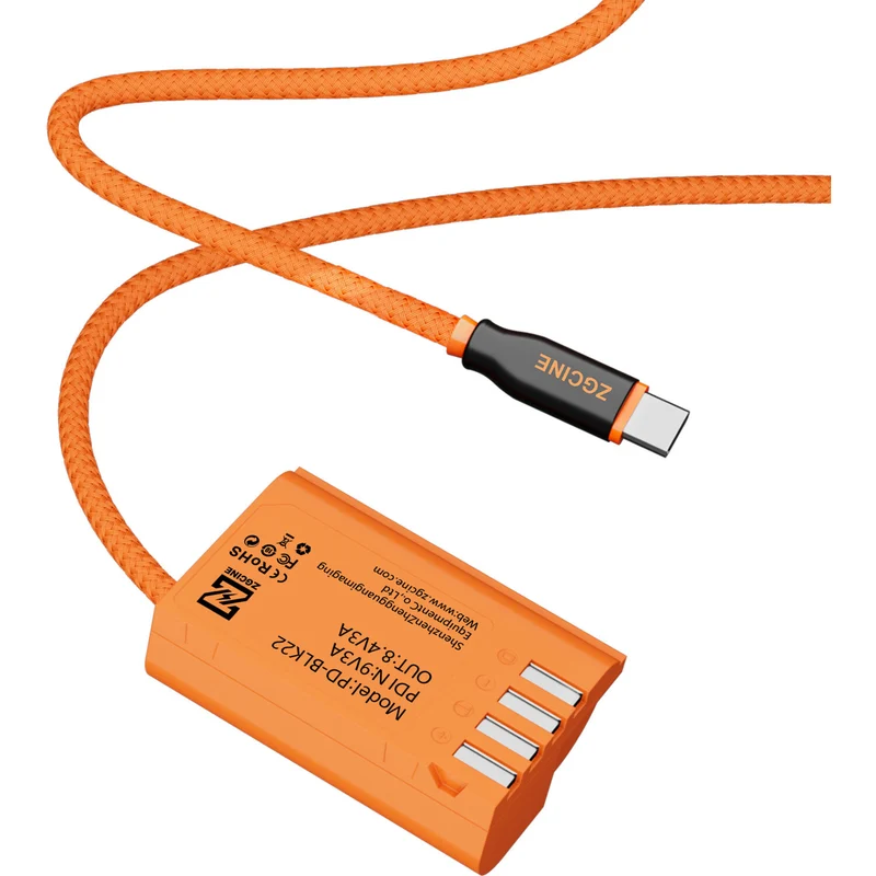 Adaptador de Corriente ZGCINE PD-BLK22 USB-C to DMW-BLK22 Braided Dummy Cable (23.6")