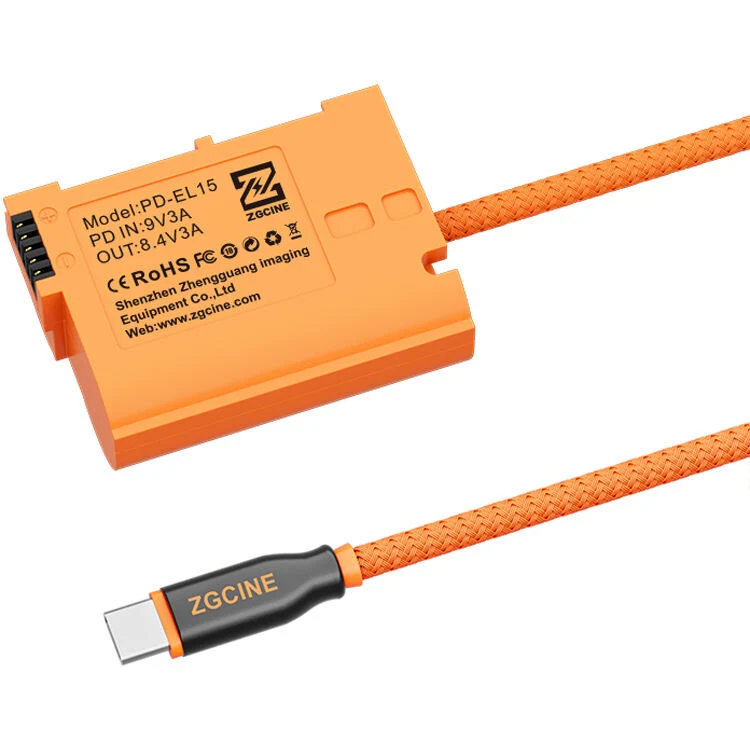 Adaptador de Corriente ZGCINE USB-C to EN-EL15C Braided Dummy Cable (23.6")
