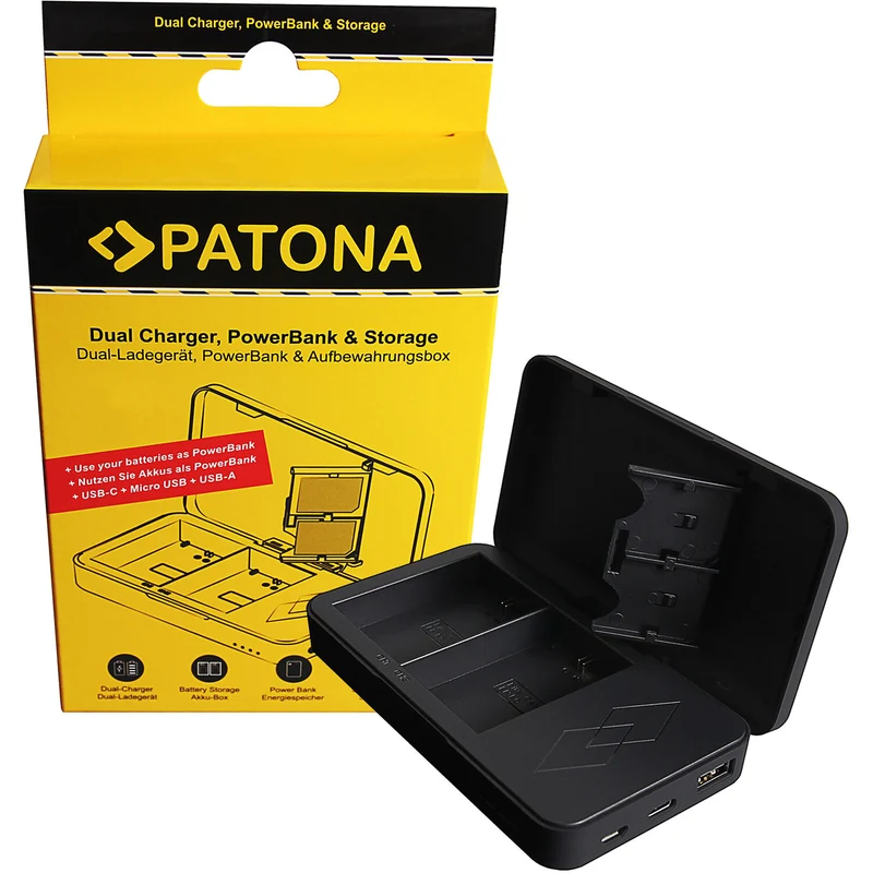 Cargador PATONA Dual con Power Bank para Canon LP-E6