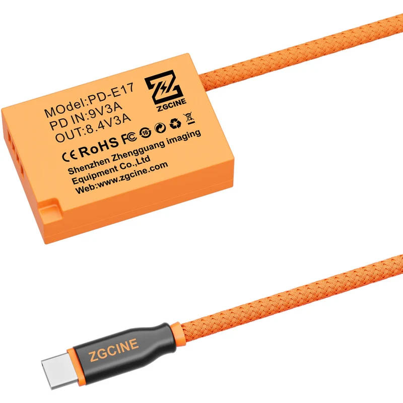 Adaptador de Corriente ZGCINE USB-C to LP-E17 Braided Dummy Cable (23.6")