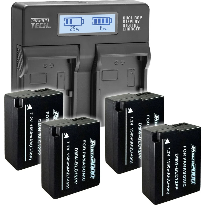 Cargador Power2000 DMW-BLC12PP 4- Kit con Dual-Bay