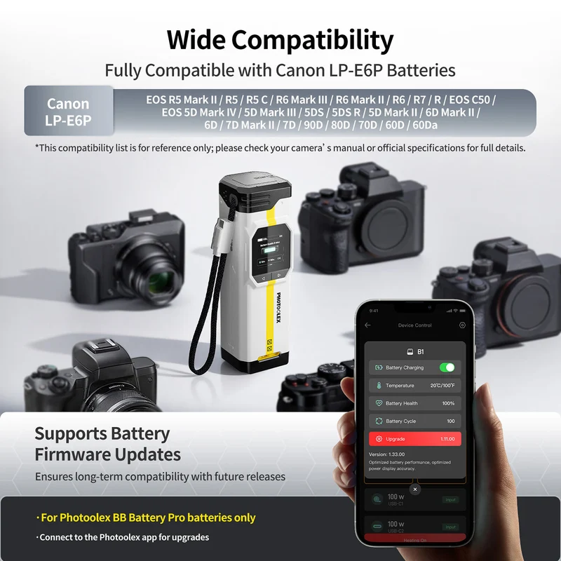 Cargador PHOTOOLEX BB Pro Portable para Canon LP-E6P