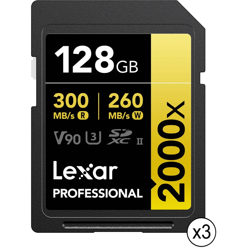 Tarjeta Lexar 128GB Professional 2000x UHS-II SDXC (3-Pack)