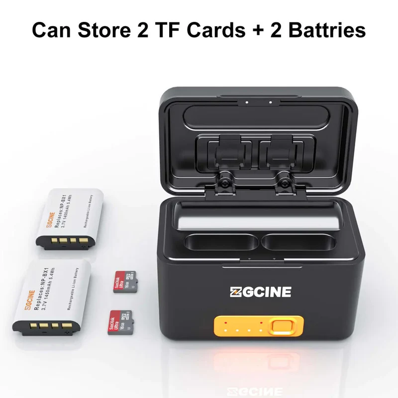 Cargador ZGCINE Charging Case para Sony NP-BX1 con 2-Charging Slots