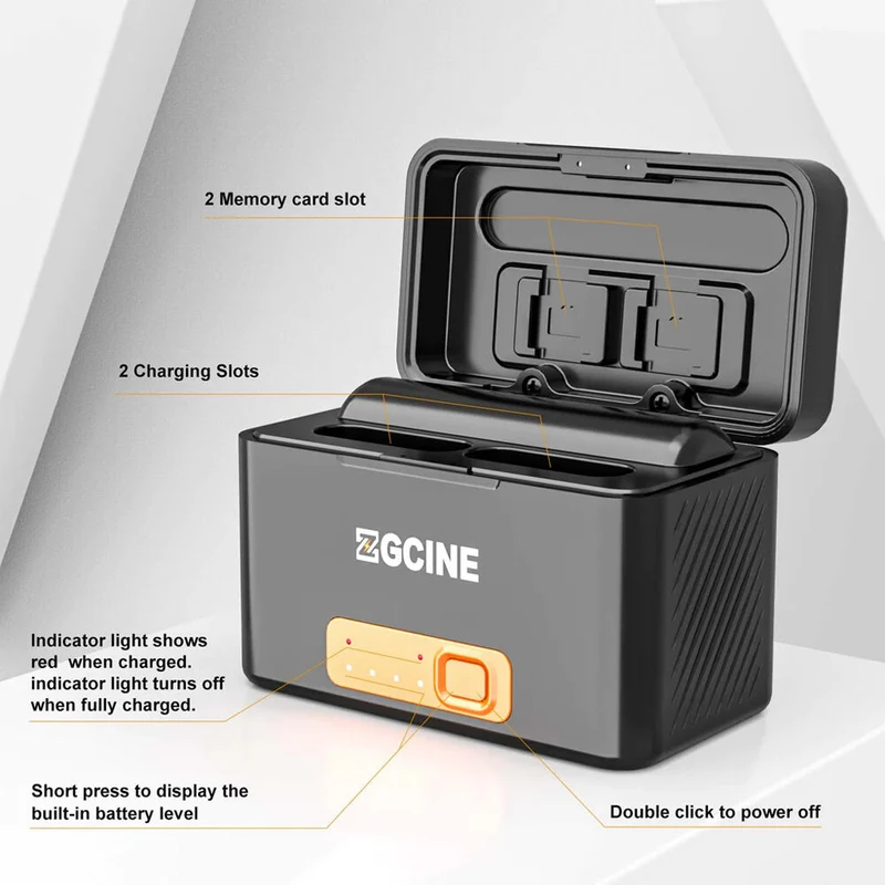 Cargador ZGCINE Charging Case para Sony NP-BX1 con 2-Charging Slots