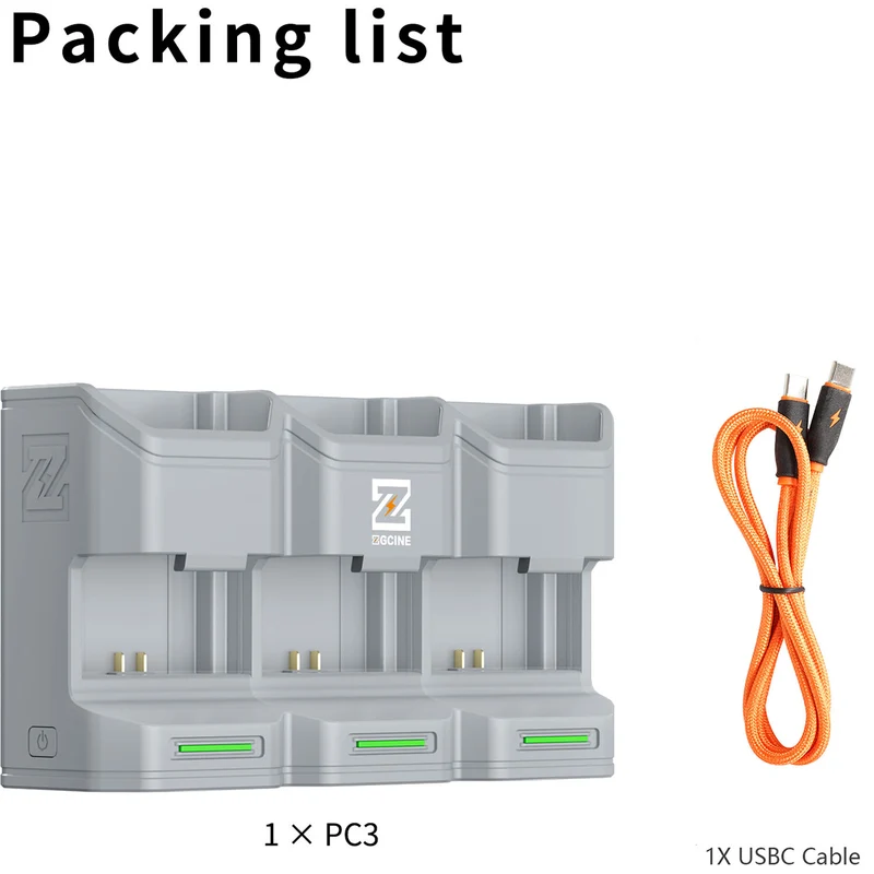 Cargador ZGCINE PC3-FZ100 Travel Charging Case para NP-FZ100 (Gray)