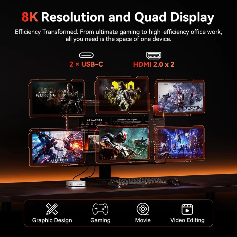 Mini PC GEEKOM A7 32 GB RAM 500 GB SSD, con Ryzen 7 7730U