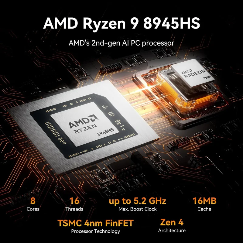 Mini PC GEEKOM A8 Max 32 GB RAM 1 TB SSD, con AMD Ryzen 9 8945HS