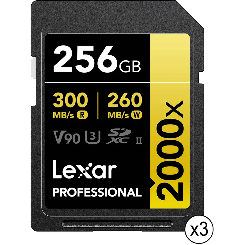 Tarjeta Lexar 256GB Professional 2000x UHS-II SDXC (3-Pack)