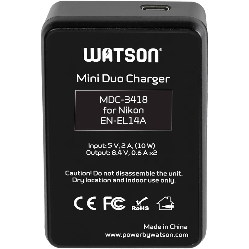 Cargador Watson Mini Duo USB-C para Nikon EN-EL14