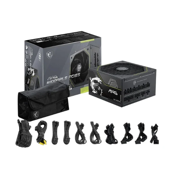 Fuente de Poder MSI MAG A1000PLS PCIE5 - 1000W - 80 PLUS Platinum - Modular - ATX