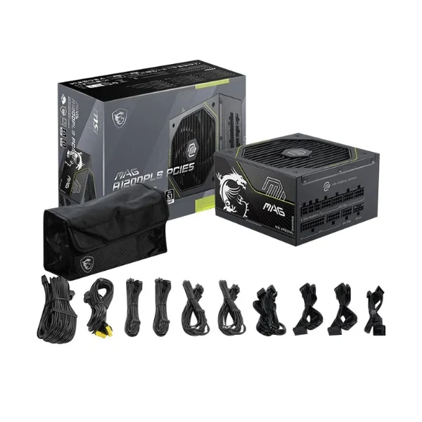 Fuente de Poder MSI MAG A1200PLS PCIE5 - 1200W - 80 PLUS Platinum - Modular - ATX