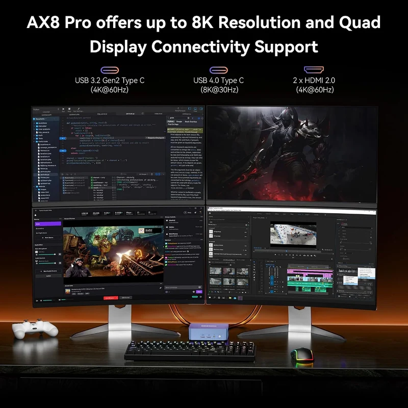 Mini PC GEEKOM AX8 32 GB RAM, con AMD Ryzen 9 8945HS y Windows 11 Pro