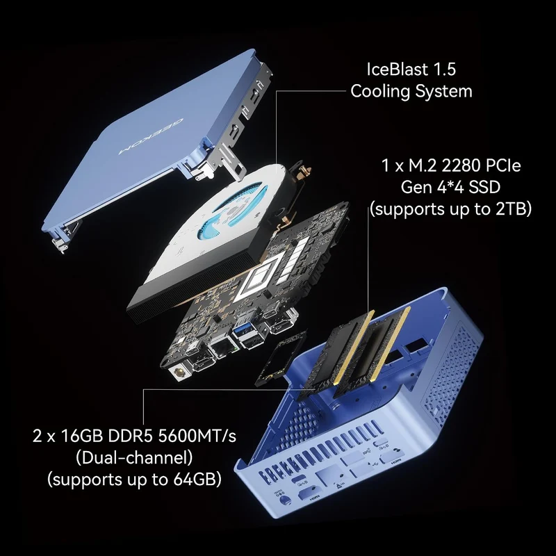 Mini PC GEEKOM AX8 32 GB RAM, con AMD Ryzen 9 8945HS y Windows 11 Pro