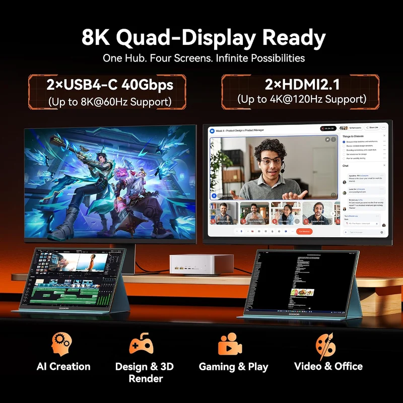 Mini PC GEEKOM A9 Mega 64 GB RAM, con AMD Ryzen AI MAX+388 y Windows 11 Pro