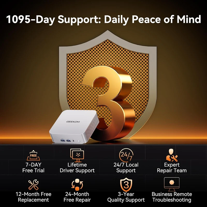 Mini PC GEEKOM A7 16 GB RAM 1 TB SSD, con AMD Ryzen 5 7535HS