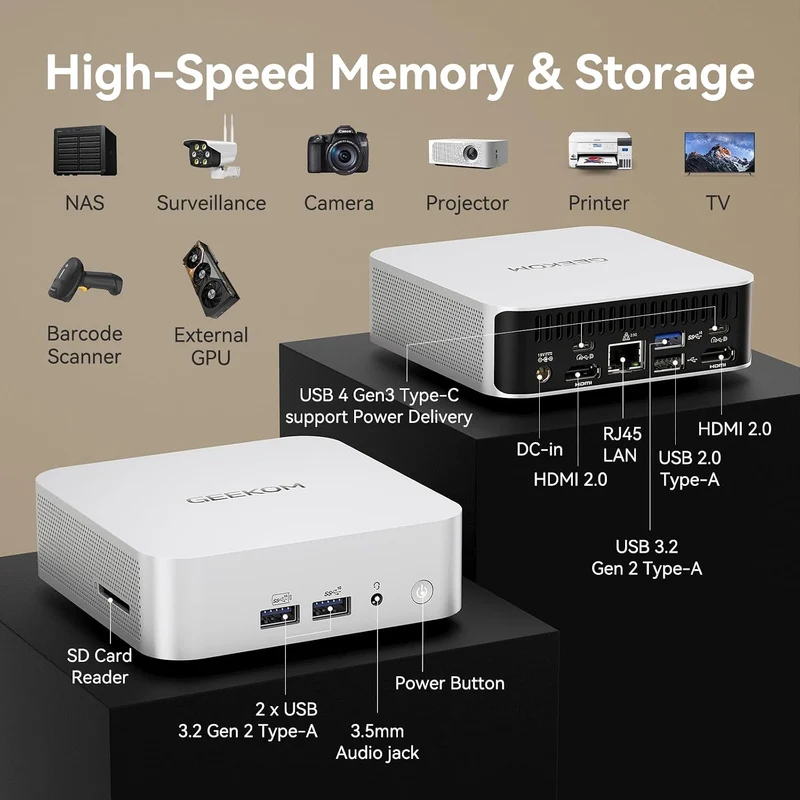 Mini PC GEEKOM A7 16 GB RAM 1 TB SSD, con AMD Ryzen 5 7535HS