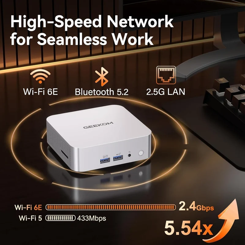 Mini PC GEEKOM A7 16 GB RAM 1 TB SSD, con AMD Ryzen 5 7535HS