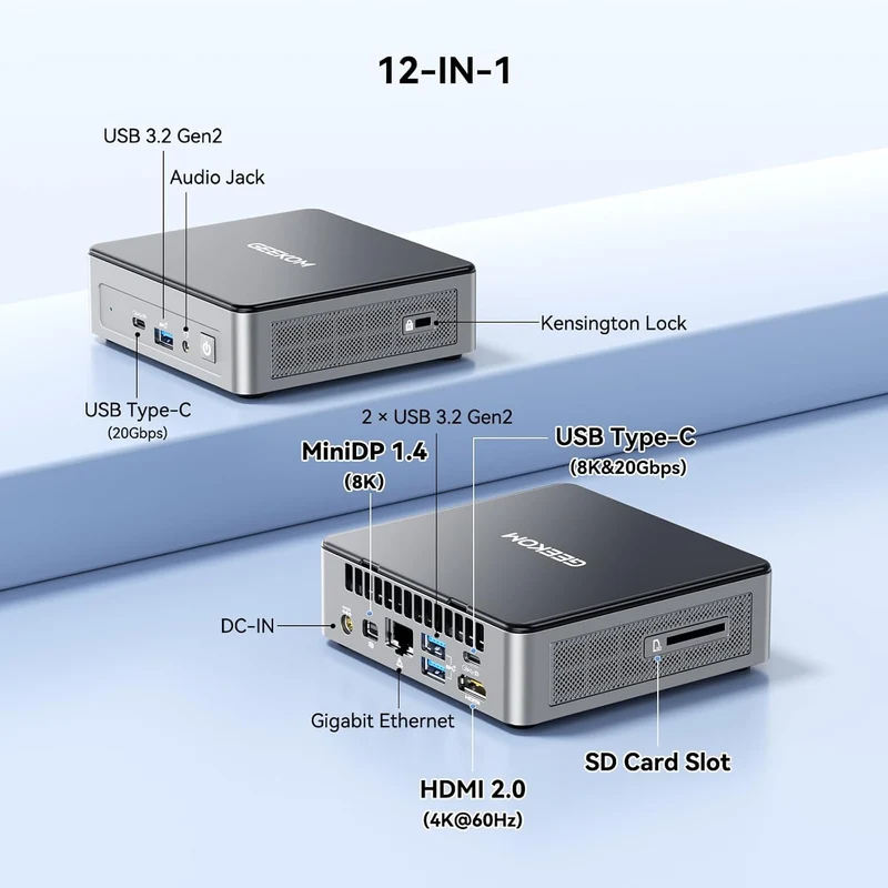 Mini PC GEEKOM Air12 8 GB RAM 256 GB SSD, con Intel Core 3 7505