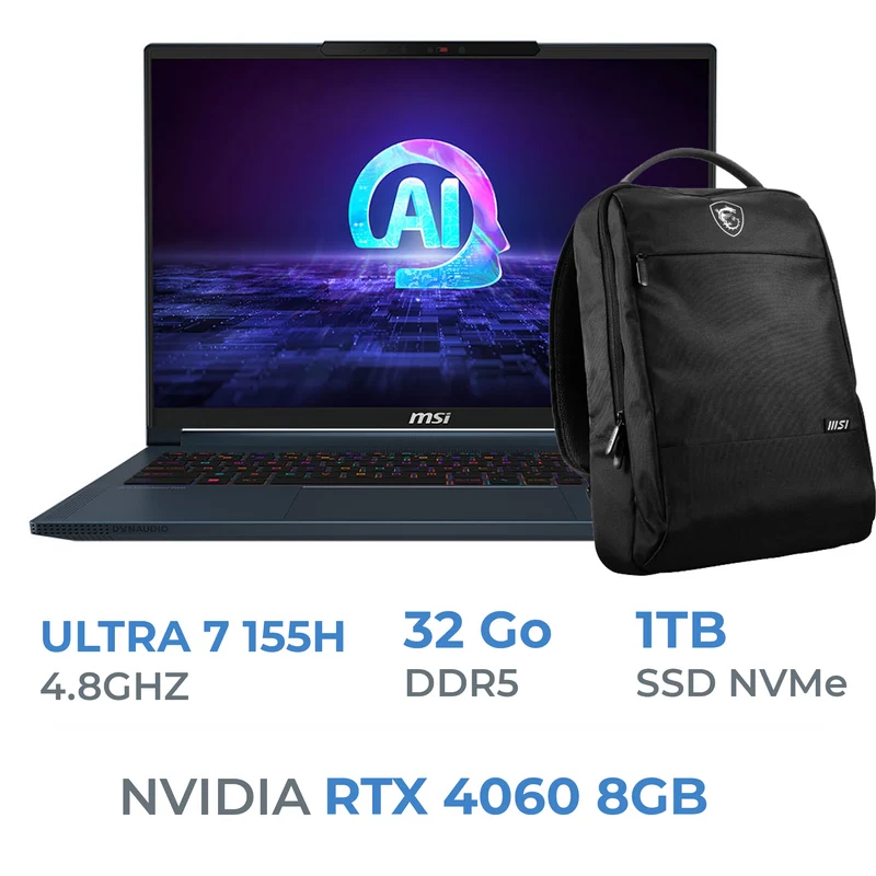 MSI STEALTH 16 AI STUDIO-A1VFG ULTRA 7-155H /32GB DDR5/1TB SSD/RTX4060 8GB/15.6'' QHD 240Hz
