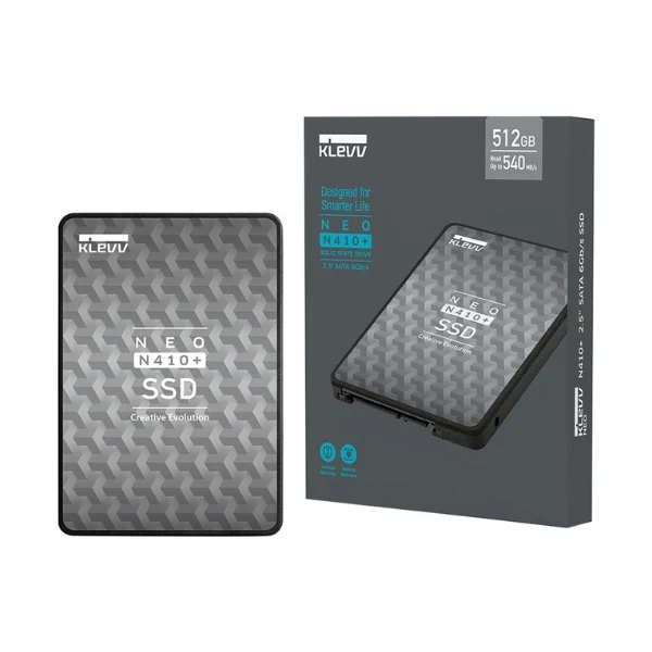 Disco Duro SSD KLEVV NEO N410+ 512GB 3D TLC NAND Flash SATA 3.0 6.0Gb/s 2.5" Internal Black