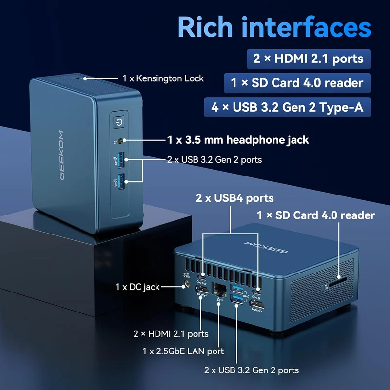 Mini PC GEEKOM IT13 32 GB RAM 1 TB SSD, con Intel Core Ultra 7 356H