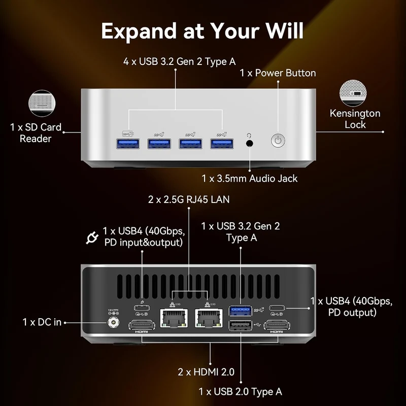 Mini PC GEEKOM A8 Max 32 GB RAM 2 TB SSD, con AMD Ryzen 9 8945HS