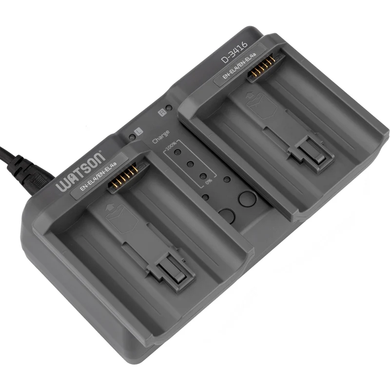 Cargador Watson Duo para EN-EL18, EN-EL18a, EN-EL18b, y EN-EL18c y EN-EL4-Series recargables