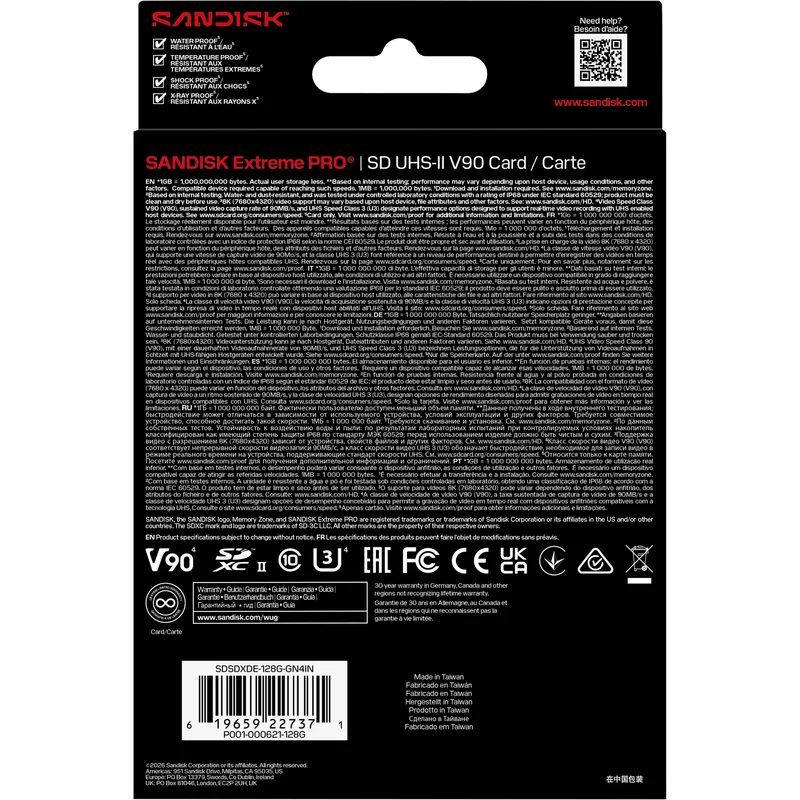Tarjeta SanDisk 128GB Extreme PRO UHS-II SDXC (2-Pack)