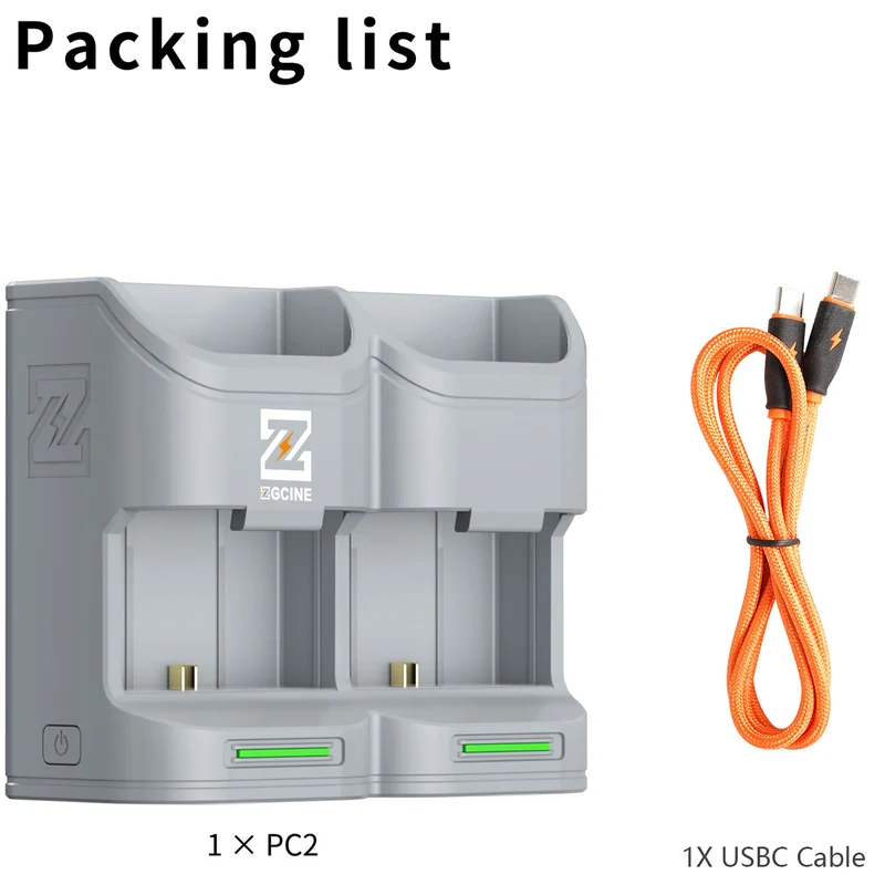 Cargador ZGCINE PC2-LPE6 Travel Charging Case para Canon LP-E6/N/NH/E6P (Gray)