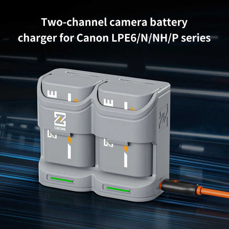Cargador ZGCINE PC2-LPE6 Travel Charging Case para Canon LP-E6/N/NH/E6P (Gray)